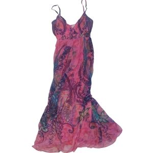 Spaghetti Strap Pink Green Purple Dress